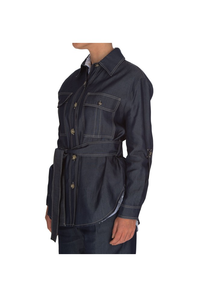 damen jacket kartika gurtel denim blau