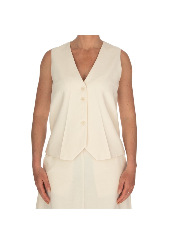gilet donna kartika scollo v bianco panna