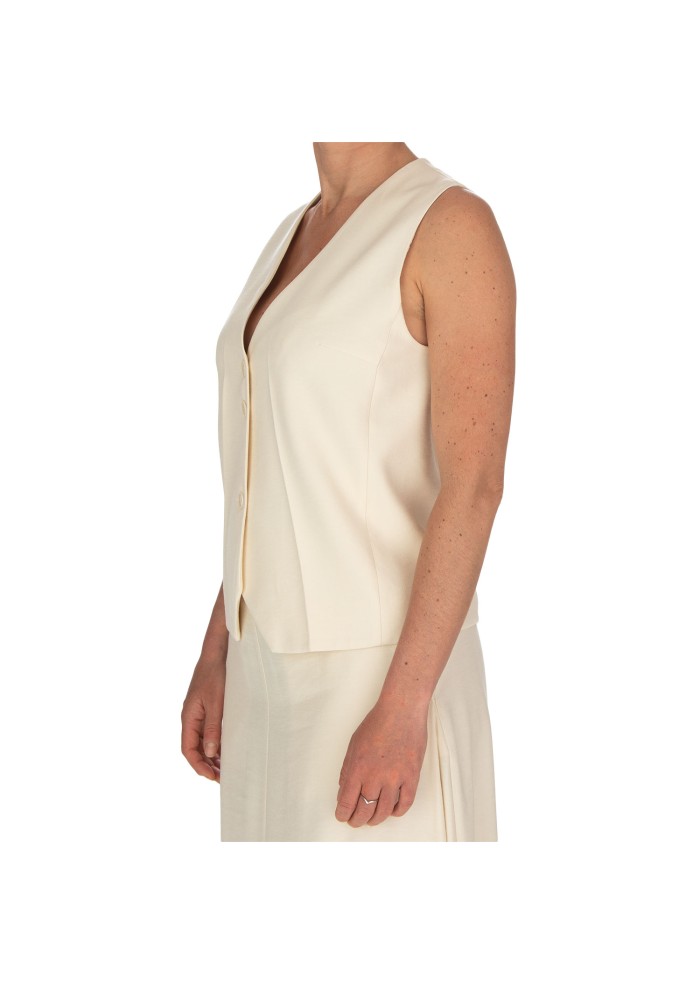 gilet donna kartika scollo v bianco panna