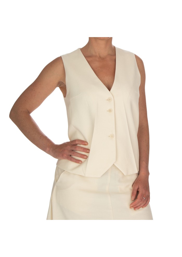 gilet donna kartika scollo v bianco panna