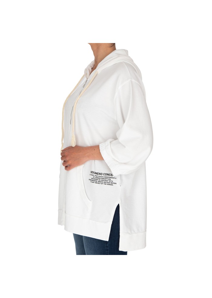damen sweatshirt oversize noumeno concept kapuze weiss