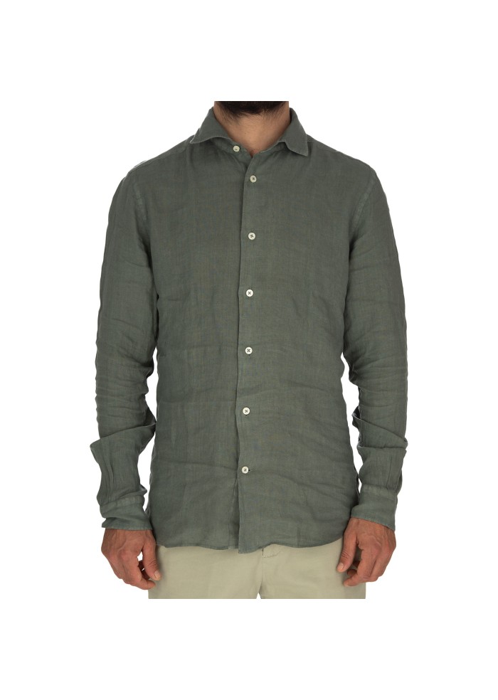 herren shirt mastricamiciai luca leinen militargrun