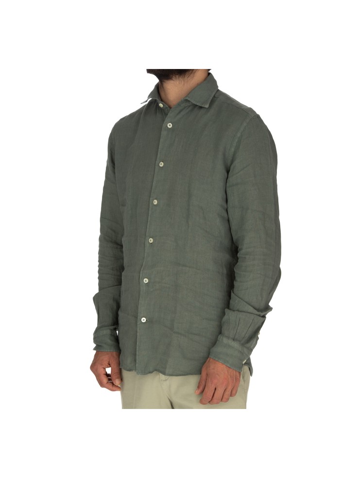herren shirt mastricamiciai luca leinen militargrun