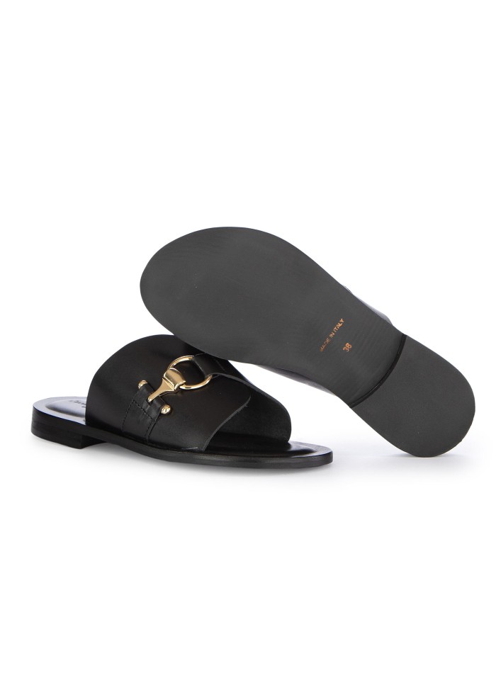 sandali donna cuoieria toscana fascia larga nero
