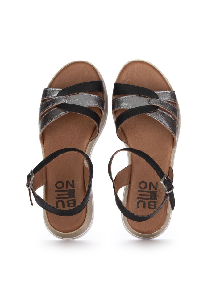 damen sandalen bueno knochelriemen silber schwarz