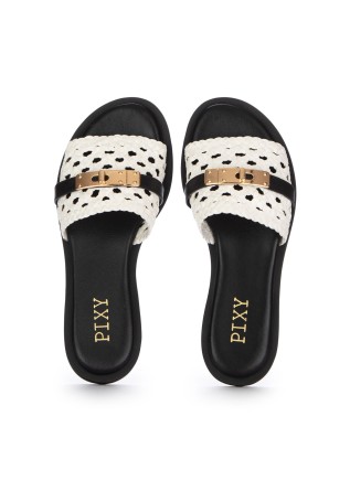 PIXY | SANDALI FLAT DETTAGLIO DORATO BIANCO NERO