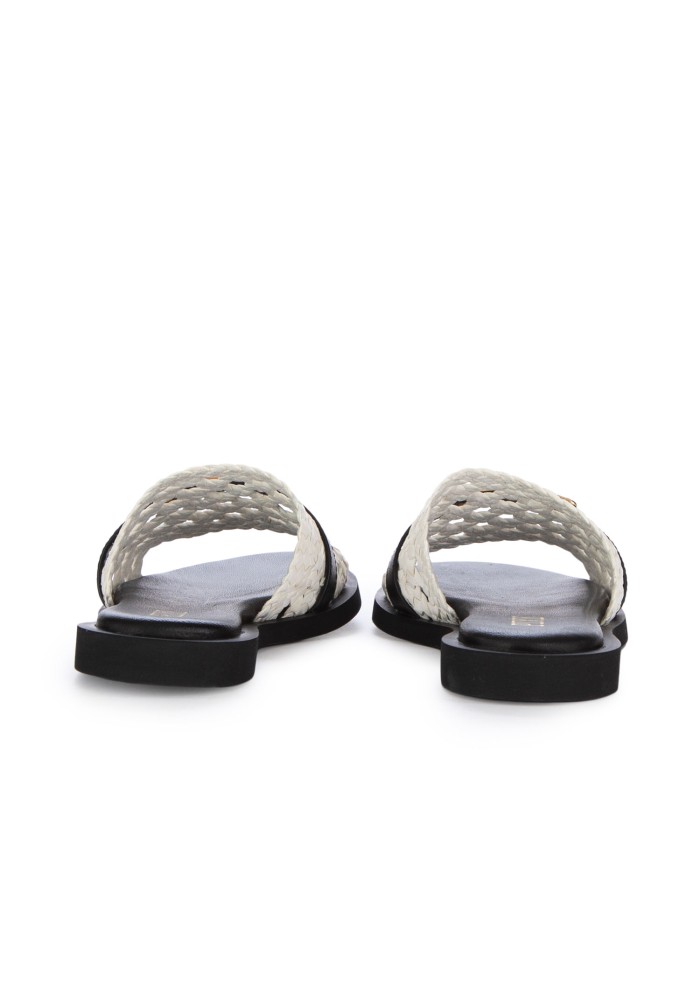 damen flache sandalen pixy goldenes detail weiss schwarz