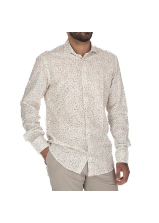 herren hemd bastoncino blumenmuster weiss beige