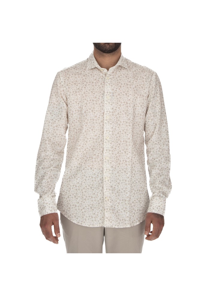 mens shirt bastoncino floral pattern white beige