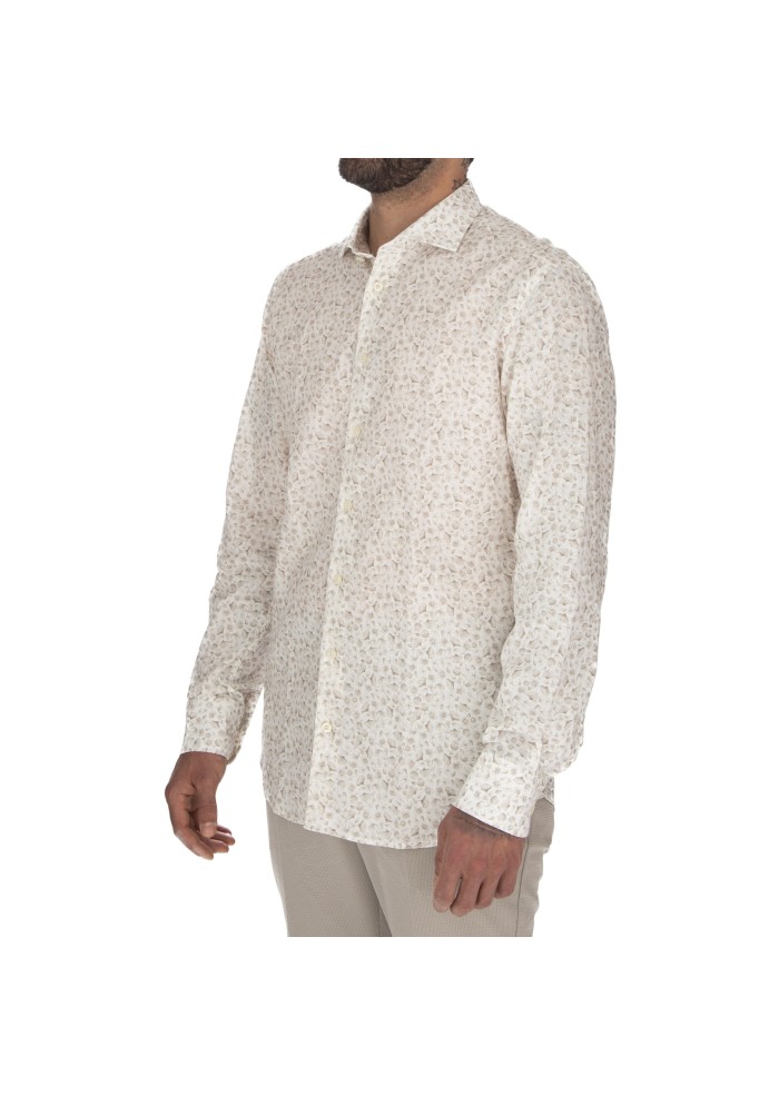 herren hemd bastoncino blumenmuster weiss beige