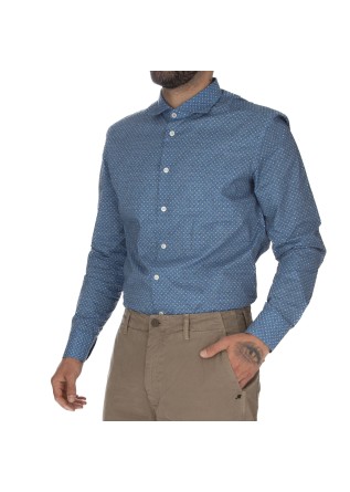 BASTONCINO | CAMICIA FANTASIA GEOMETRICA BLU