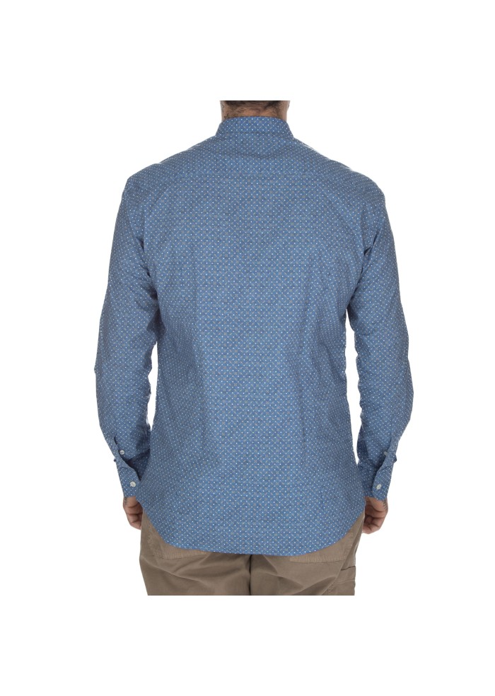 camicia uomo bastoncino fantasia geometrica blu