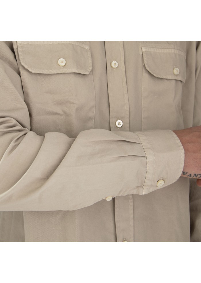 camicia uomo mastricamiciai luca tasche frontali beige