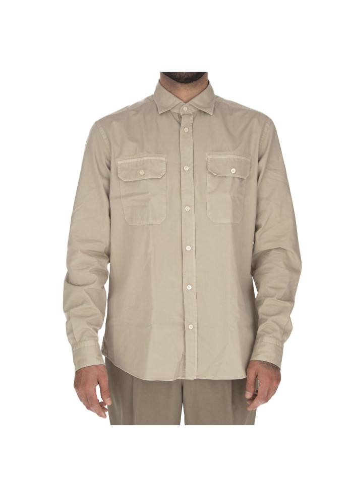 camicia uomo mastricamiciai luca tasche frontali beige