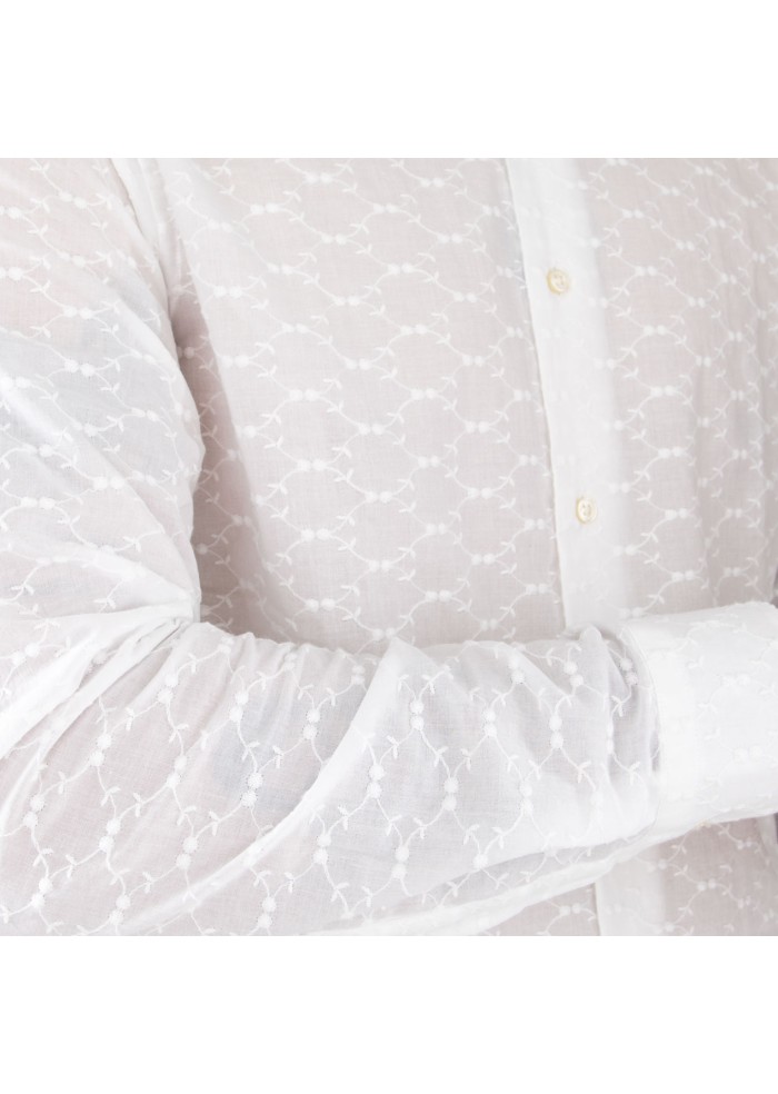 camicia uomo liberty rose ricami bianco