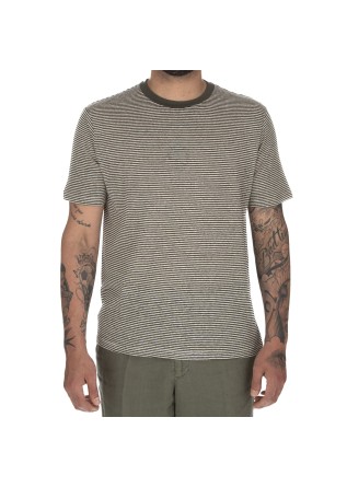 mens t shirt wool & co fine stripes green white