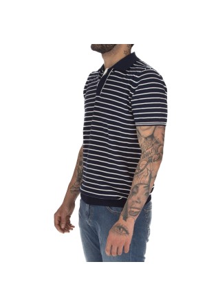 WOOL & CO | POLOSHIRT QUERSTREIFEN BLAU WEIß