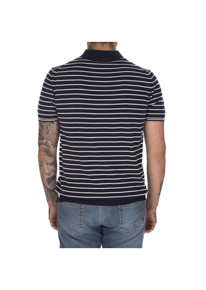 herren poloshirt wool & co querstreifen blau weiss