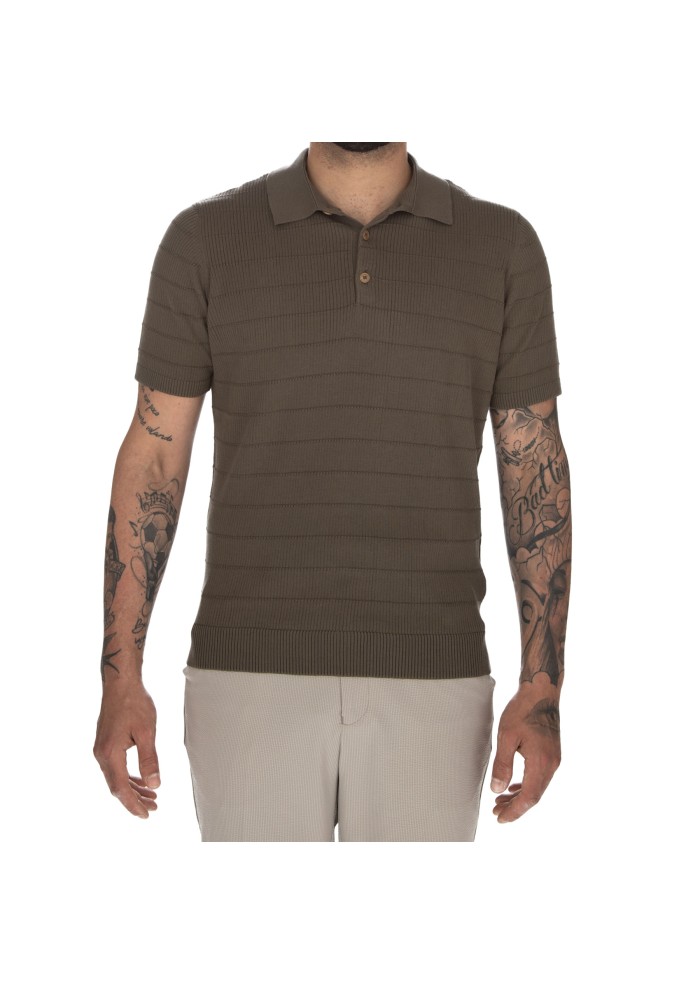 polo uomo heritage coste orizzontali marrone