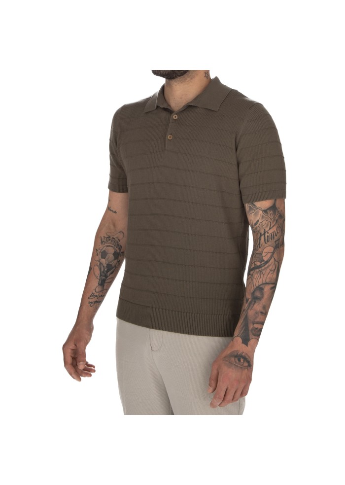 polo uomo heritage coste orizzontali marrone