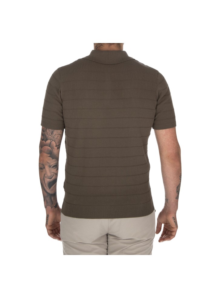 polo uomo heritage coste orizzontali marrone