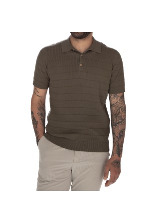 herren poloshirt heritage horizontale rippstruktur braun