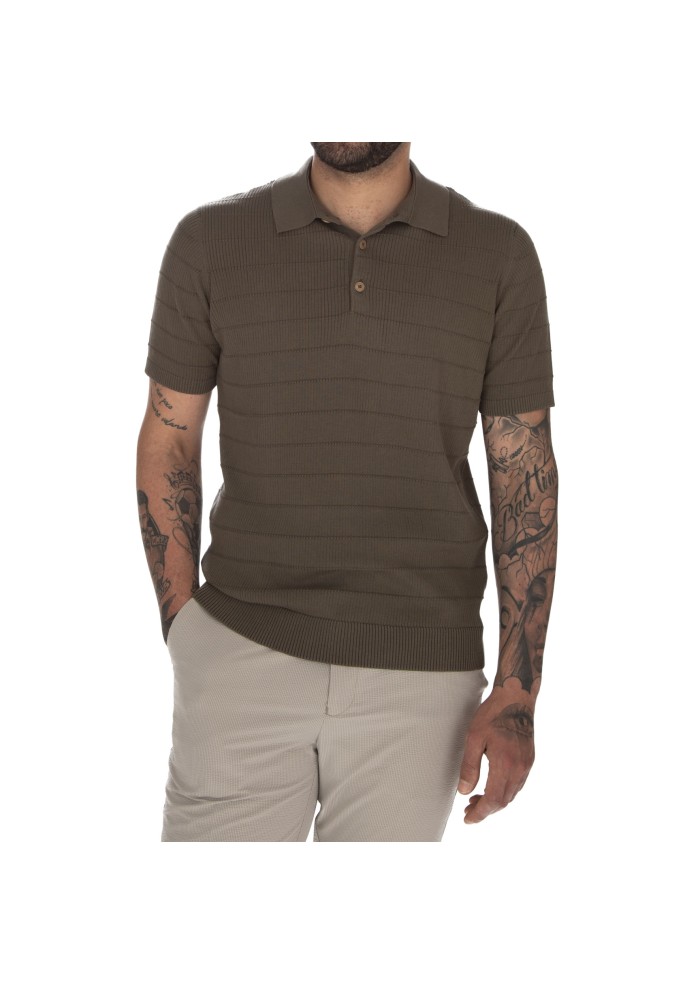 polo uomo heritage coste orizzontali marrone