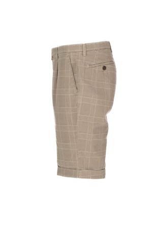 BRIGLIA | BERMUDA MOTIVO A QUADRI BEIGE MARRONE