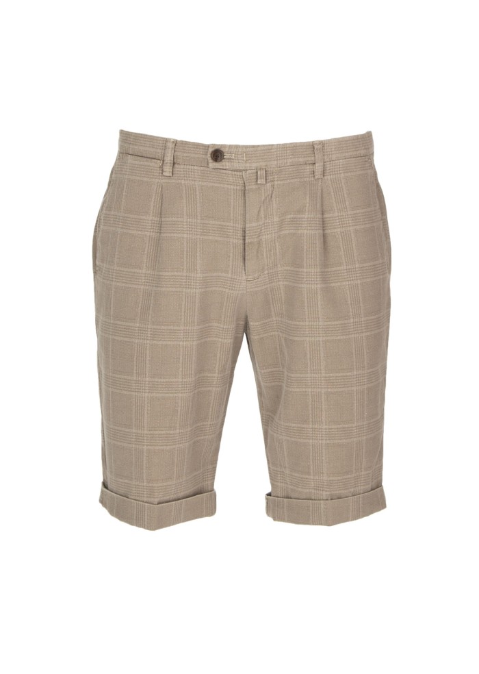bermuda uomo briglia motivo a quadri beige marrone