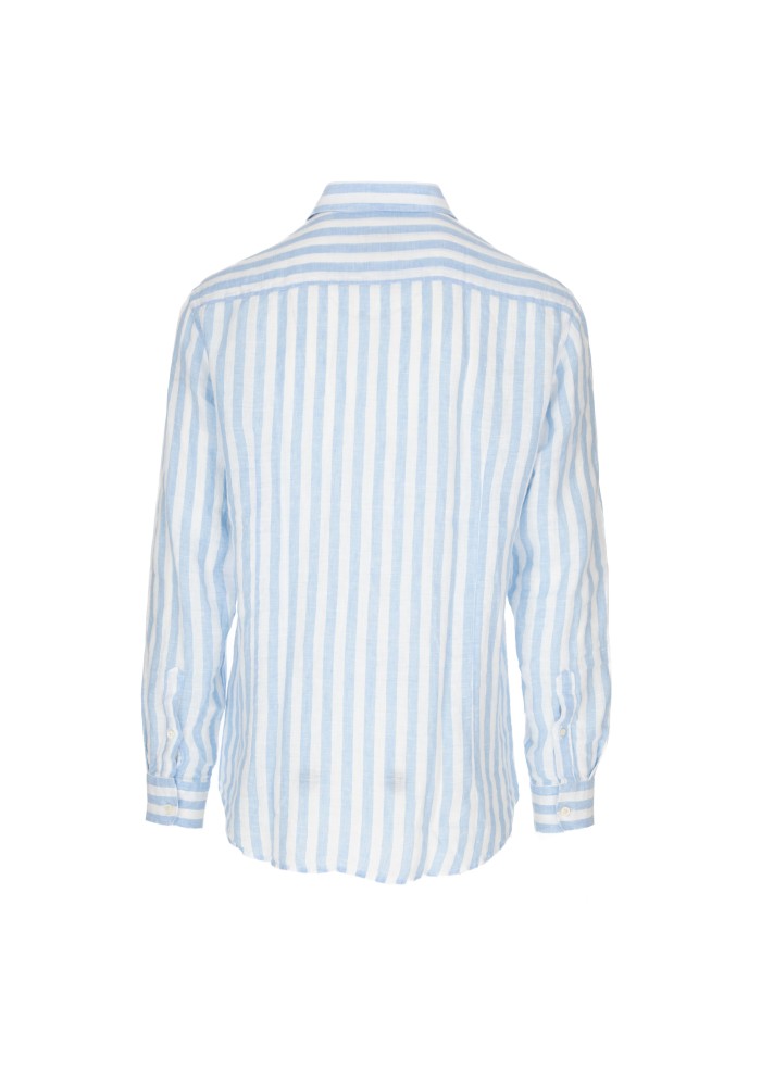 camicia uomo bastoncino righe verticali bianco azzurro
