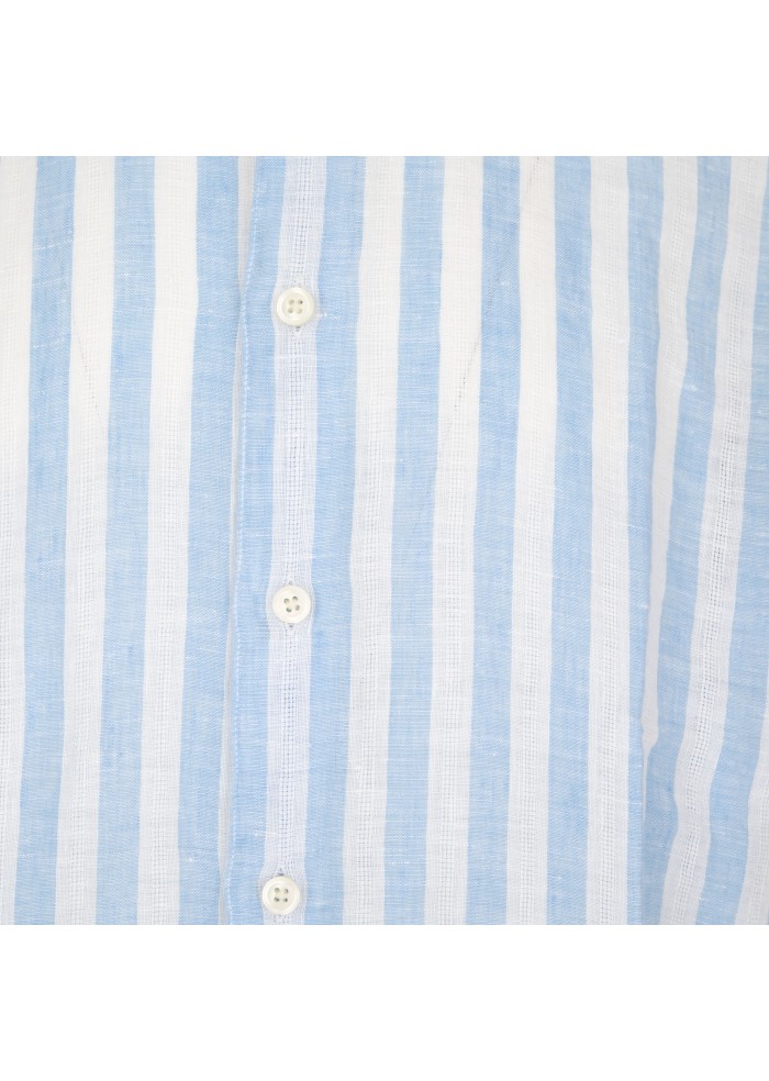 camicia uomo bastoncino righe verticali bianco azzurro
