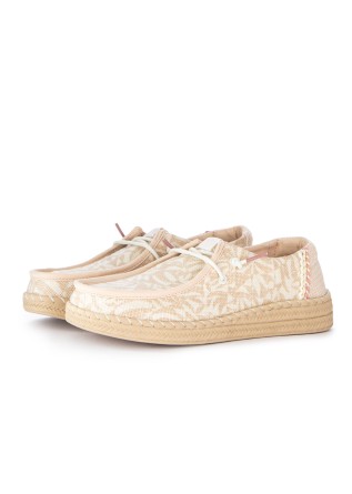 damen flache schuhe hey dude wendy espadrille retro palm beige