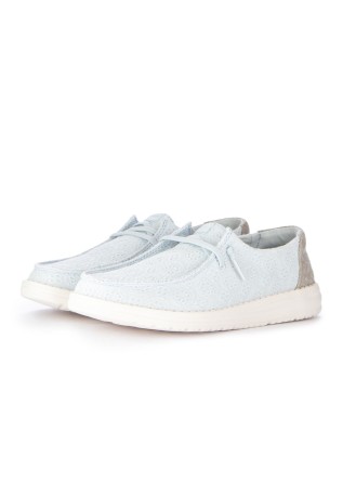 damen flache schuhe hey dude wendy eyelet lace hellblau