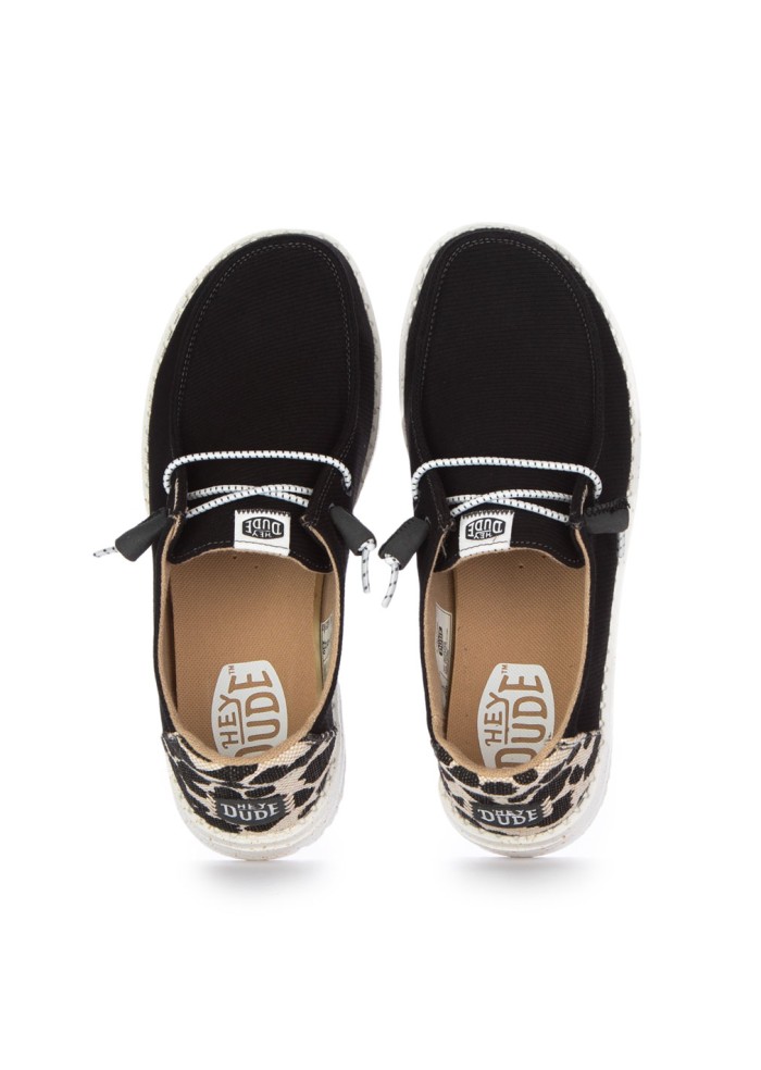 scarpe basse donna hey dude wendy leopard nero