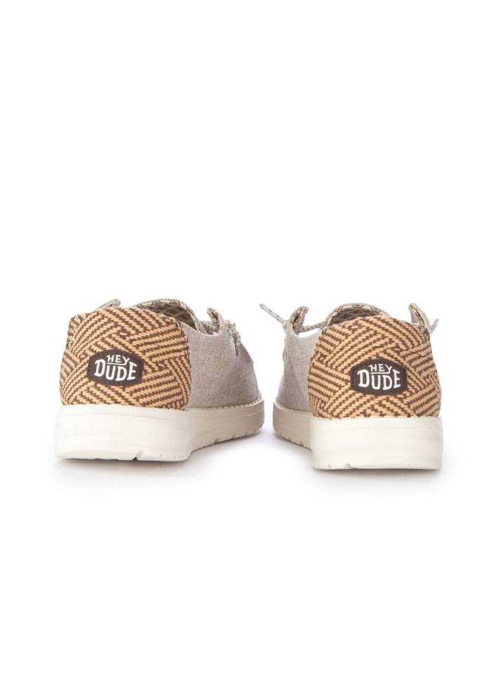 damen flache schuhe hey dude wendy chambray woven beige