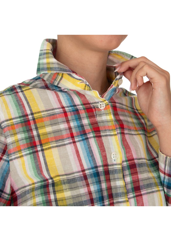 abito donna bastoncino camicione quadri multicolore