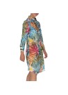 BASTONCINO | KLEID CAMICIONE FOGLIE MEHRFARBIG
