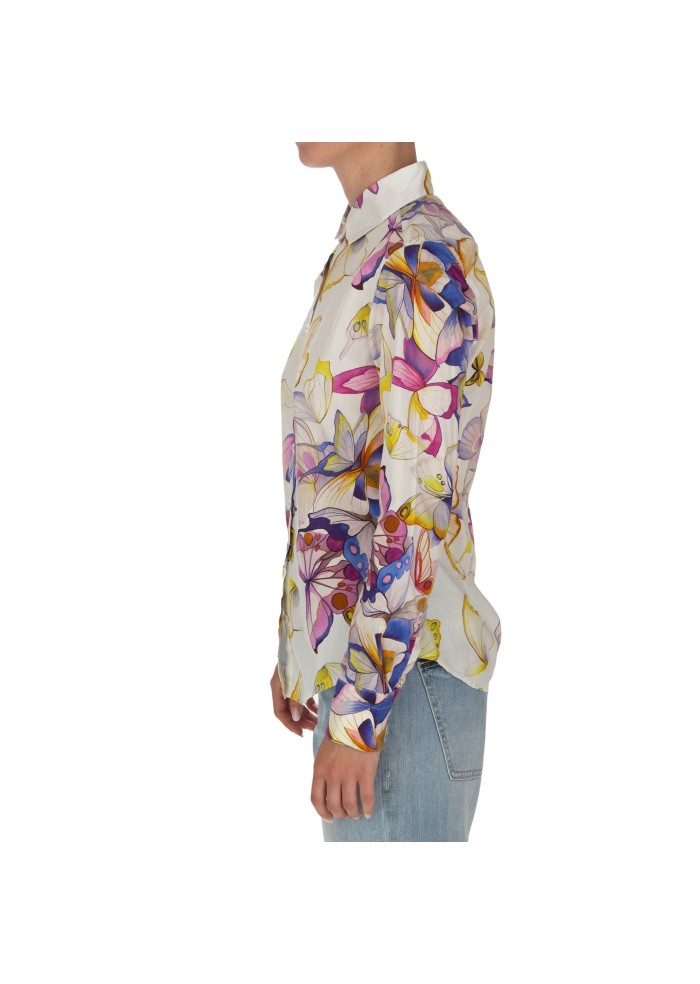 camicia donna bastoncino paola bianco multicolor