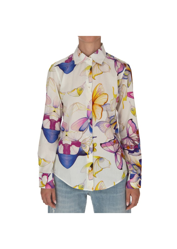 camicia donna bastoncino paola bianco multicolor