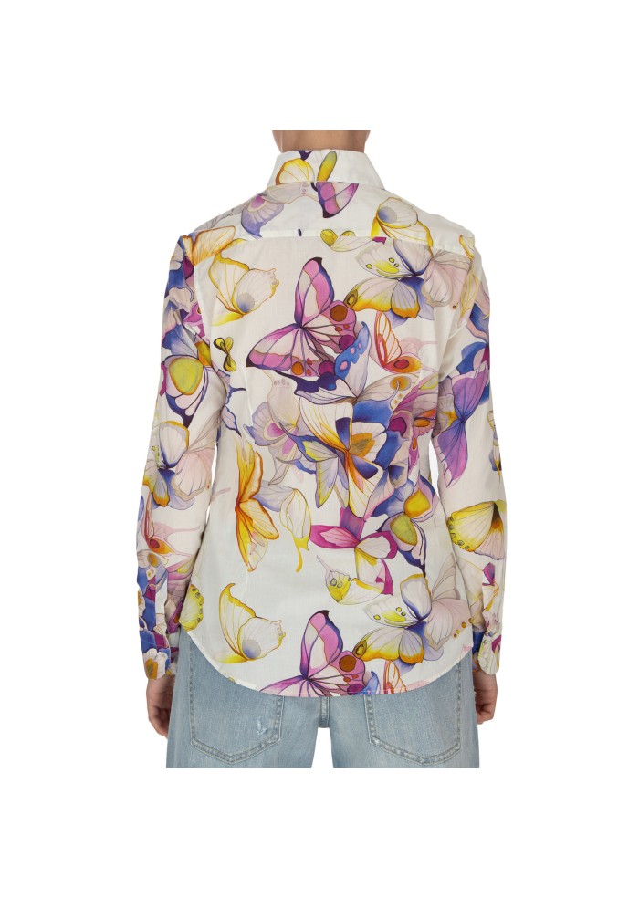 camicia donna bastoncino paola bianco multicolor