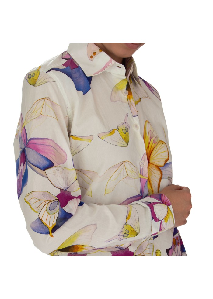 camicia donna bastoncino paola bianco multicolor