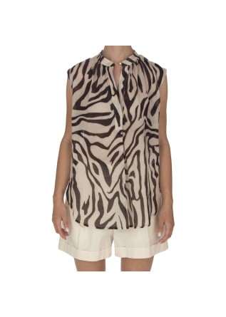KARTIKA | SHIRT SLEEVELESS ANIMALIER BEIGE BLACK