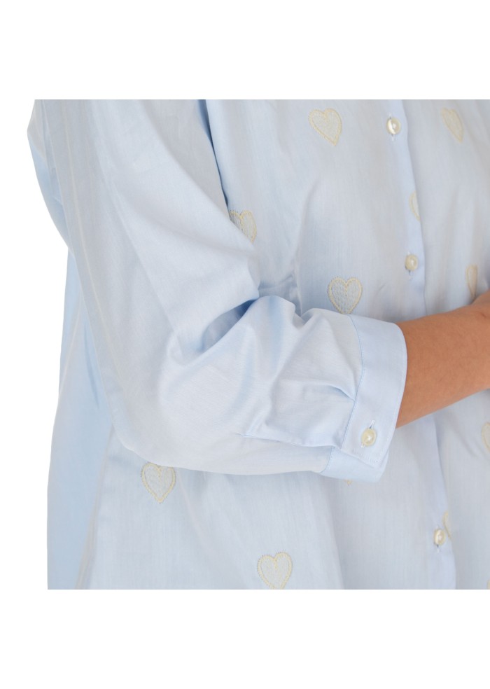 camicia donna liberty rose claudia cuoricini azzurro