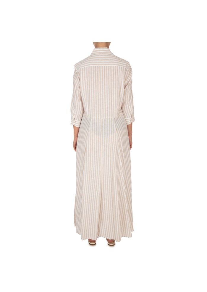 damen kleid bastonicno lange streifen beige weiss