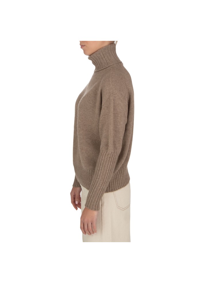 bolero donna riviera cashmere collo alto marrone