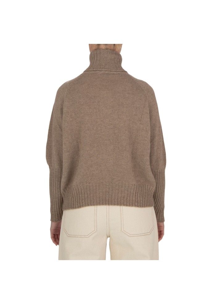 bolero donna riviera cashmere collo alto marrone