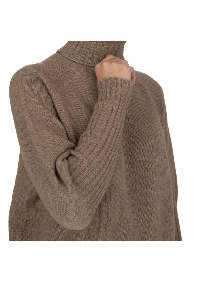 bolero donna riviera cashmere collo alto marrone