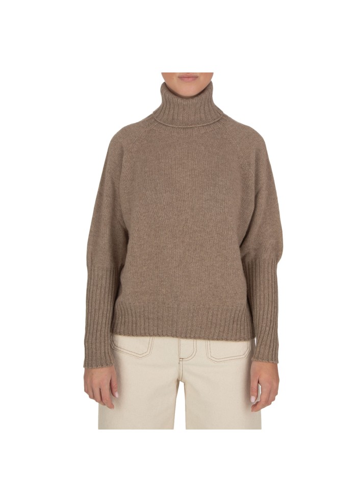 bolero donna riviera cashmere collo alto marrone