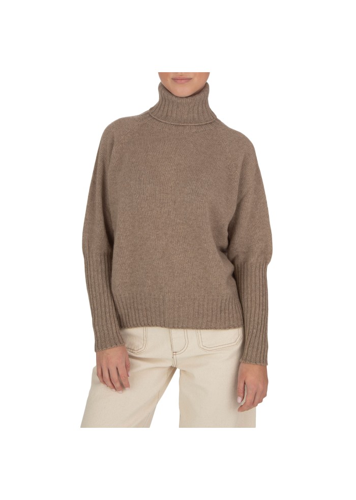 bolero donna riviera cashmere collo alto marrone