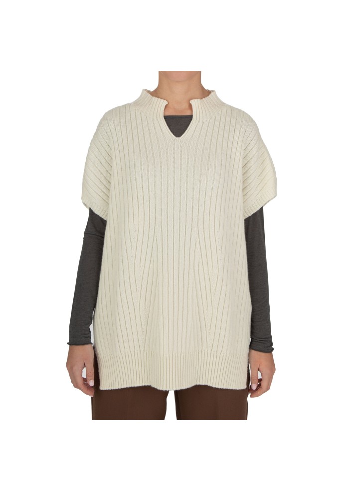 damen poncho riviera cashmere rippstrickmuster cremeweiss